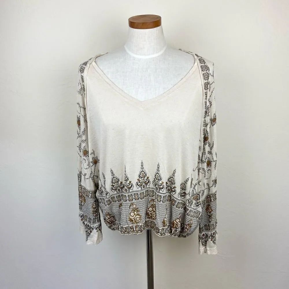 Free People Medallion Print Long-Sleeve Blouse